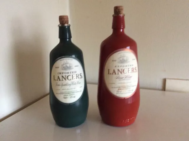 2 X Lancers Coloured Wine Bottles (Portugal)