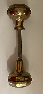 Antique Pair Solid Brass Door Knob Handles Octagon Vtg
