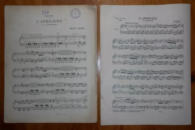 L'AFRICANA di G.MEYERBEER - COMPOSIZIONI PER PIANOFORTE - 2 ANTICHI SPARTITI