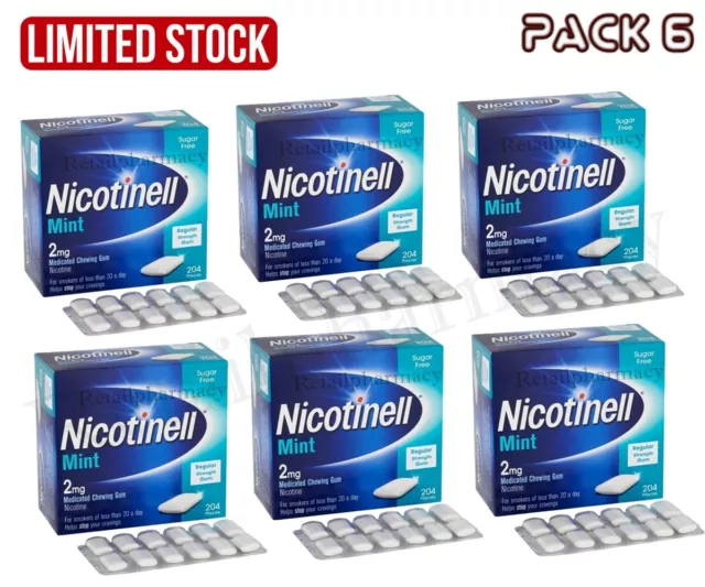 Nicotinell Menthe Médicamenteux Gomme 204 Pièces 2mg Paquet 6 Expire 01/2025