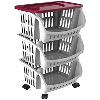 Bama, Carrello Tidy con Ruote e Vassoio, Bordeaux