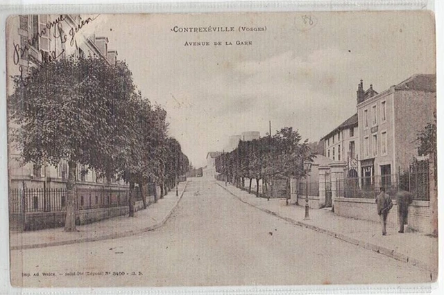 CPA 88 LORRAINE Vosges approx. Vittel CONTREXEVILLE Avenue de la Gare 1904 animated