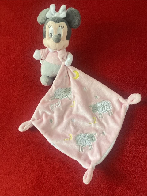 Doudou Mouchoir Disney Minnie Rose Blanc Etoiles Mouton Lune Tres Doux Neuf