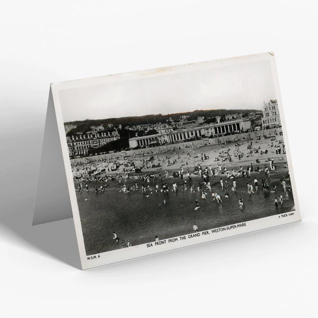 GREETING CARD - Vintage Somerset - Sea Front from Grand Pier, Weston-super-Mare