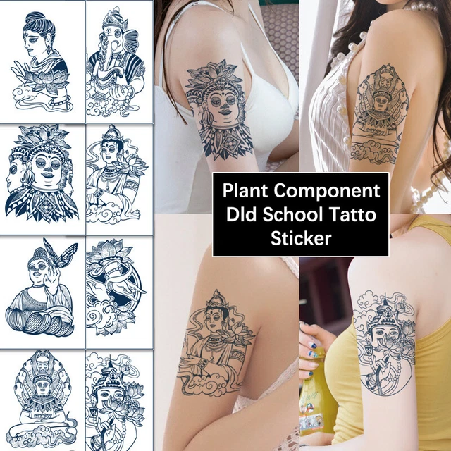 Adesivo Tatuaggio Temporaneo Buddha Braccio Finto Gamba Body Art Impermeabile Uomo Donna-con-