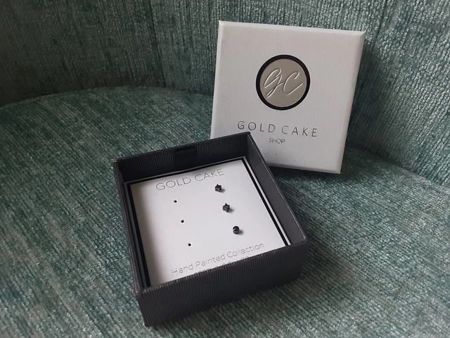 GOLD CAKE SINGLE Stud Sterling Silver Earrings Set Of 3 7.99
