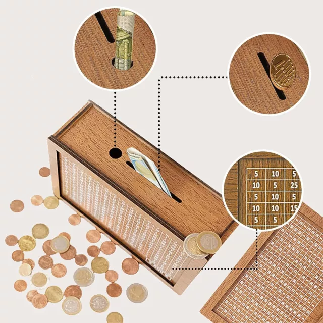 1000-10000€  Holz Sparschwein Spardose Sparbüchse Moneybox Sparbox Geschenk NEU 2