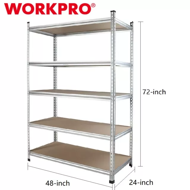 WORKPRO 5-Tier Storage Shelving Unit Adjustable Storage 2750 lbs Load Heavy Duty