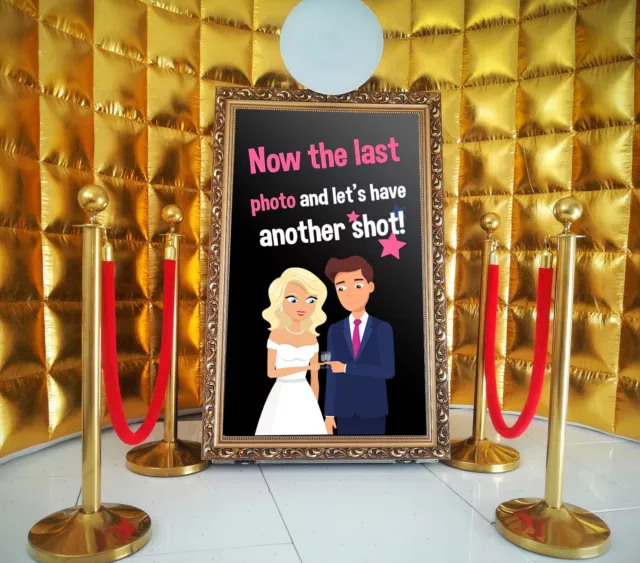 Selfie Mirror 60" Photobooth Mirror Booth Full Set With Led Wall And Poles