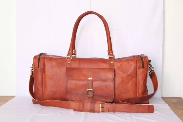 30 " Uomo Vera Pelle Indumenti Grande Capacità Viaggio Bagagli Duffle Gym Borse
