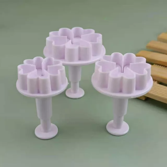 3 piezas/juego de herramientas de decoración de pasteles mini molde de flores de corazón émbolo de plástico hágalo usted mismo u p -H7