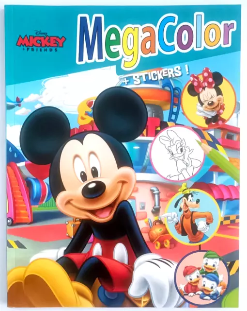 Malbuch Disney Mickey Pluto Donald Mega Color DIN A4 120 Malvorlagen +25 Sticker