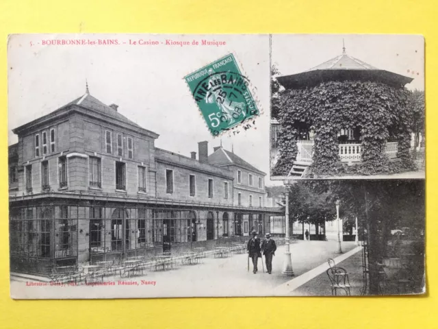 cpa de 1908 BOURBONNE les BAINS Haute Marne Le CASINO - KIOSQUE de MUSIQUE