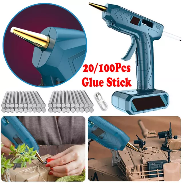 Cordless Hot Glue Gun Electric Heating Repair Tool w/ Glue Sticks Rechargeable