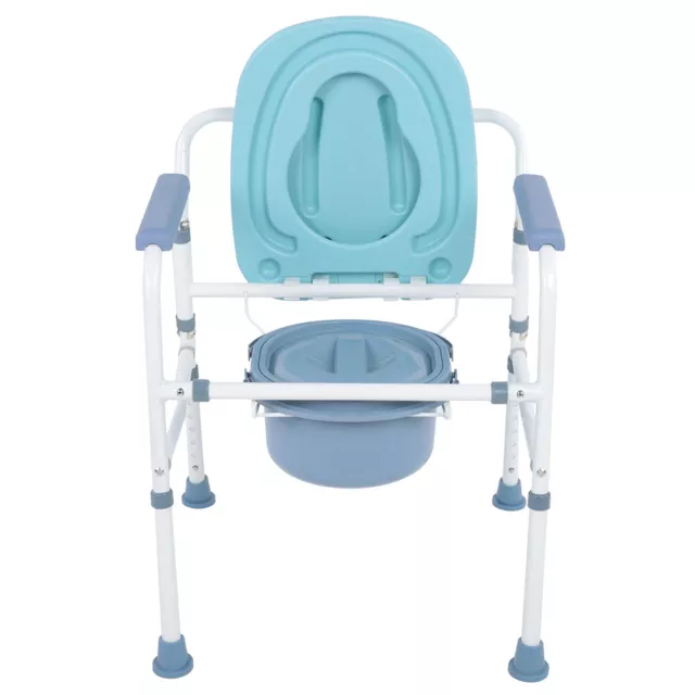 Heavy Duty Bedside Bathroom Steel Commode Toilet Chair Adjustable 43-59CM 3