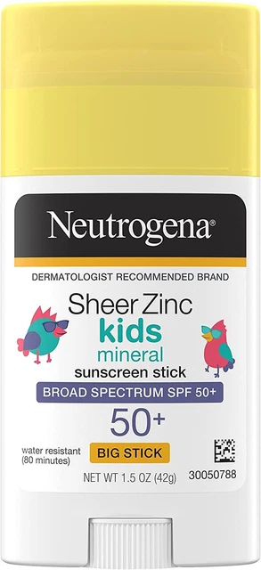 Neutrogena Sheer Zinc Oxide Kids Mineral Sunscreen Stick, Broad Spectrum SPF...
