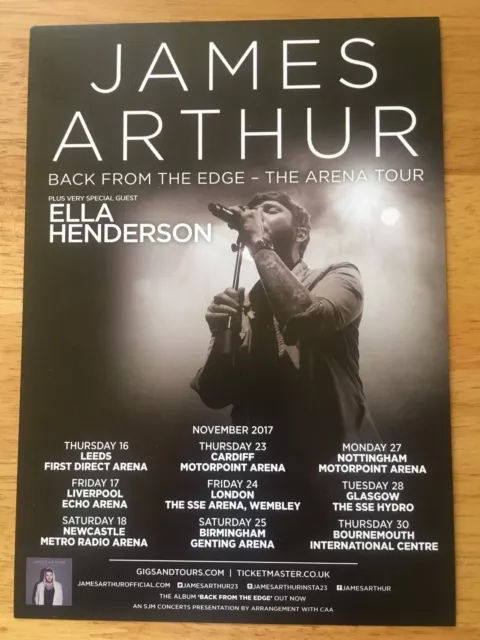 James Arthur - Back From The Edge - The Arena Tour - Uk Flyer (Size A5)