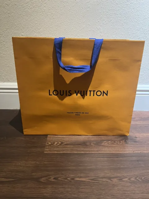 Authentic Louis Vuitton LV Orange Paper Shopping EMPTY Bag 19” X 16”