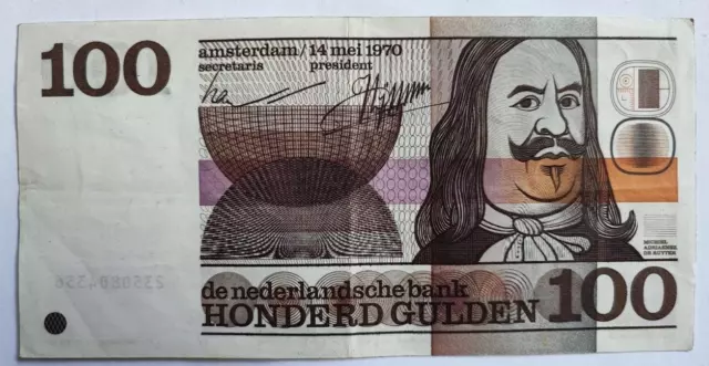 1970 Netherlands 100 Guilder Gulden - Michiel De Ruyter