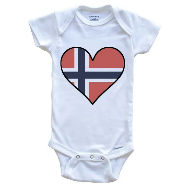 Norwegian Flag Bodysuit - Cute Norwegian Flag Heart - Norway Baby Bodysuit