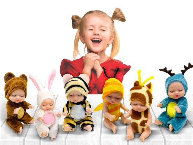 Kids 6 pcs Mini Reborn Baby Doll Washable Realistic Soft Body Vinyl 5 inch toy