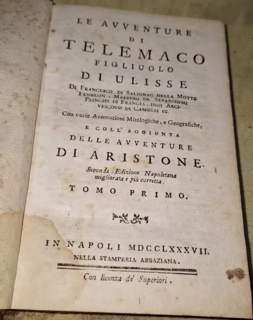 Le Avventure Di Telemaco Figliuolo Di Ulisse .1787