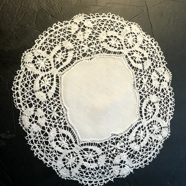 Antique Gorgeous Maltese Lace Trim Doily Floral Victorian Motif 11 1/2" across Antique Gorgeous Maltese Lace Trim Doily Floral Victorian Motif 11 1/2" across