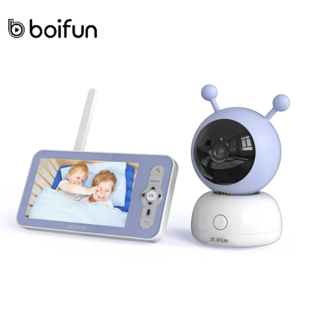 BOIFUN 5" Babyphone mit Kamera 1080P Display Video Nachtsicht Temperatur Zoom