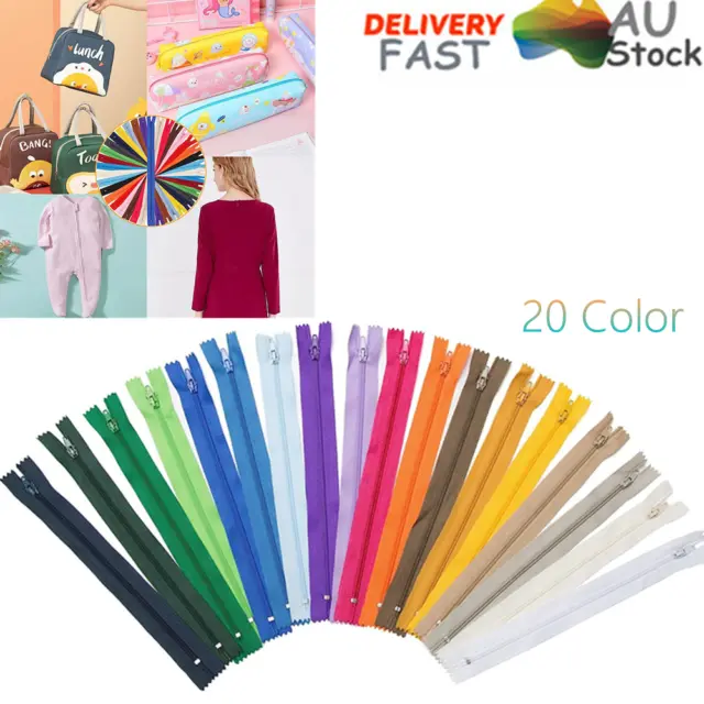 100pcs Nylon Coil Zippers Close End Bulk Tailor Sweing Zipper 20 Color 20cm AU