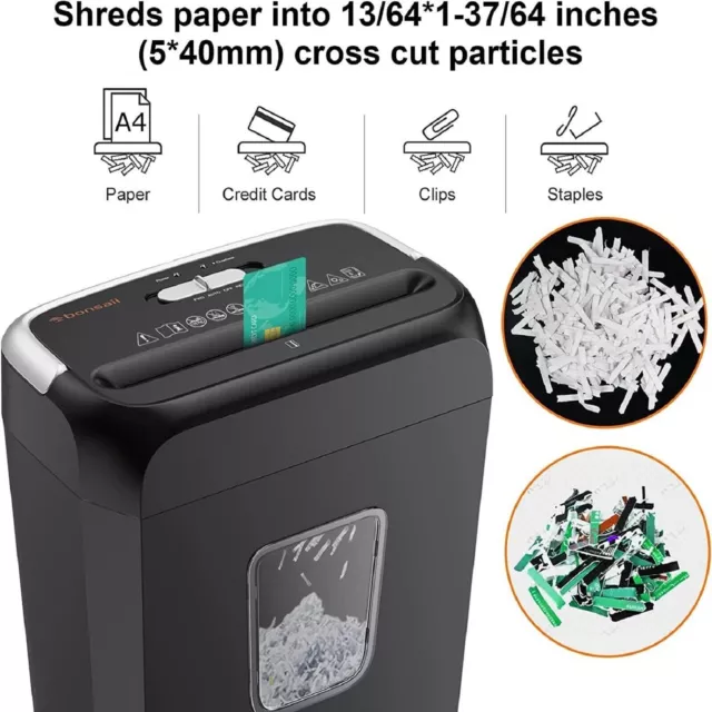 Commercial Paper Shredder Industrial 6 Sheet Cross Cut Heavy Duty Home Office