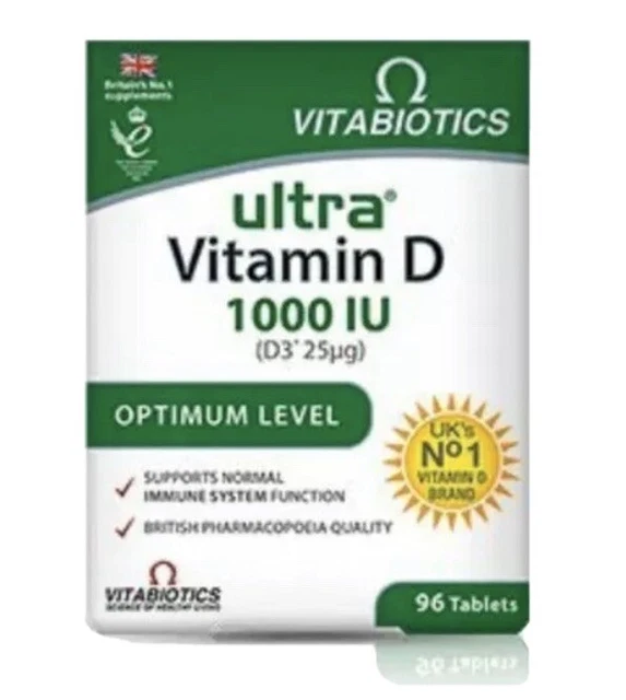 VITABIOTICS ULTRA VITAMIN D 1000iu (D3*25mg) Extra Strength 96 Tablets