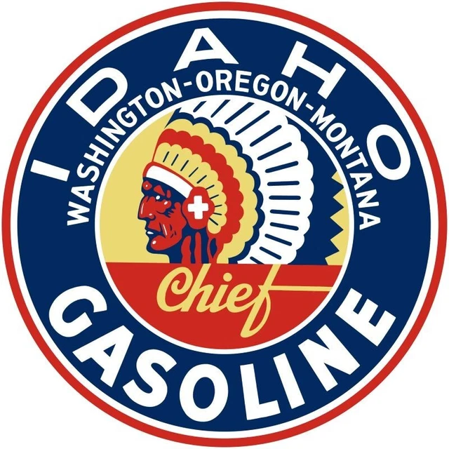 Idaho Chief Gasoline NEW Sign: 18" Dia. Round USA STEEL XL- 4 LBS
