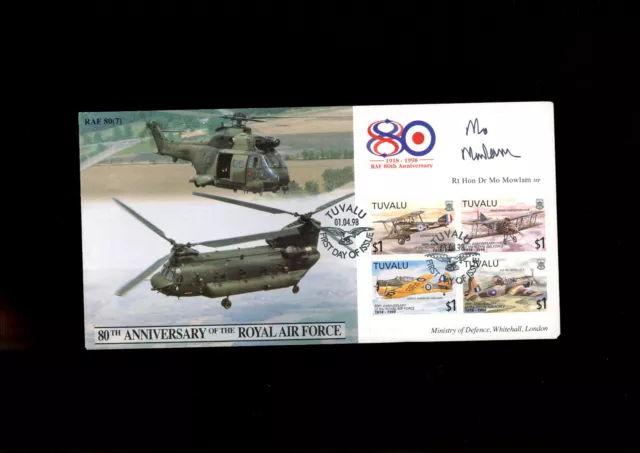 1998 80th Anniversary RAF Cover multi signiert von Rt Hon Dr. Mo Mowlam MP.