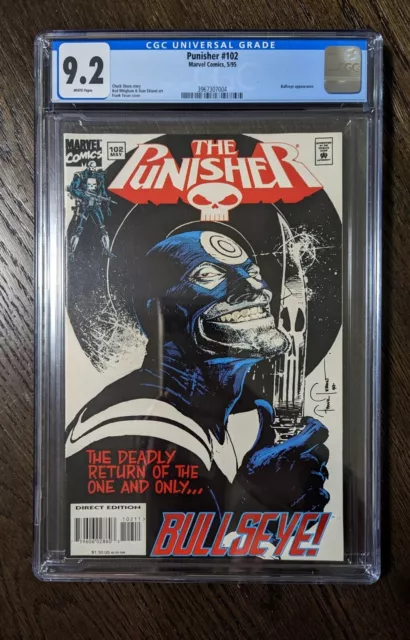 Punisher #102, CGC 9.2, Bullseye Appearance, WP, Marvel 1995, low print run