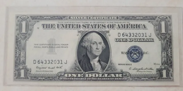 Uncirculated 1935 G $1 Silver Certificate, With Motto. Blue Seal. CRISPY NOTE!
