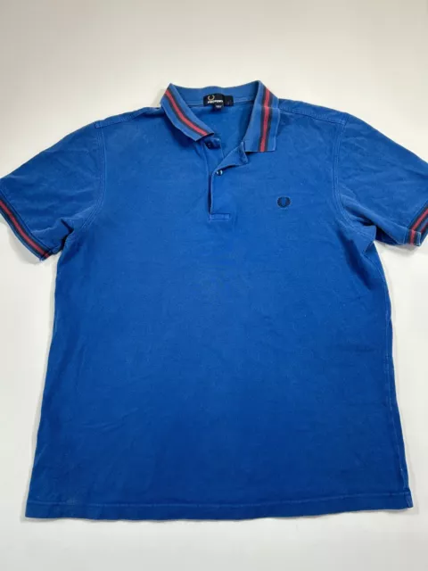 Fred Perry Polo Shirt Mens Large Blue Short Sleeve Cotton Collared Casual Logo