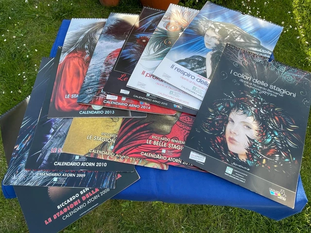 Sequenza di 11 calendari consecutivi dipinti da Riccardo Benvenuti  2008/2018