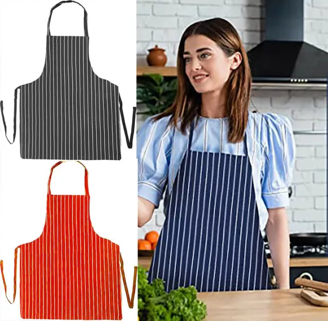 🔥Chef PVC Striped Apron Kitchen Cotton Waterproof Cooking Catering Butcher BBQ