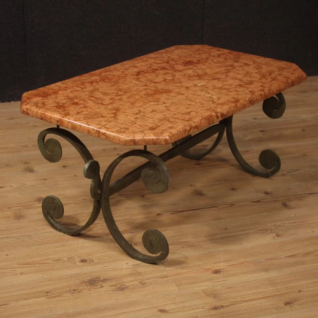 Mesa de centro mueble mesilla en hierro con encimera de marmol diseno salon 900