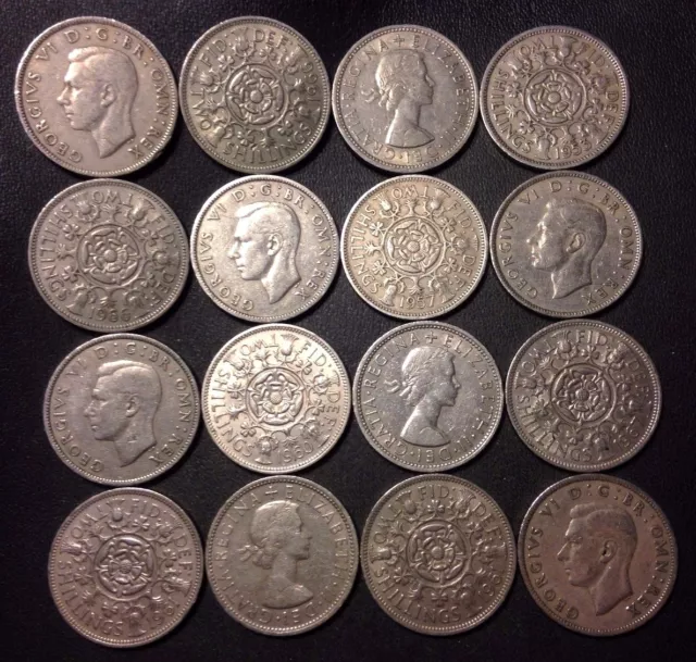 Vintage Great Britain Coin Lot - 16 FLORINS - FREE SHIPPING