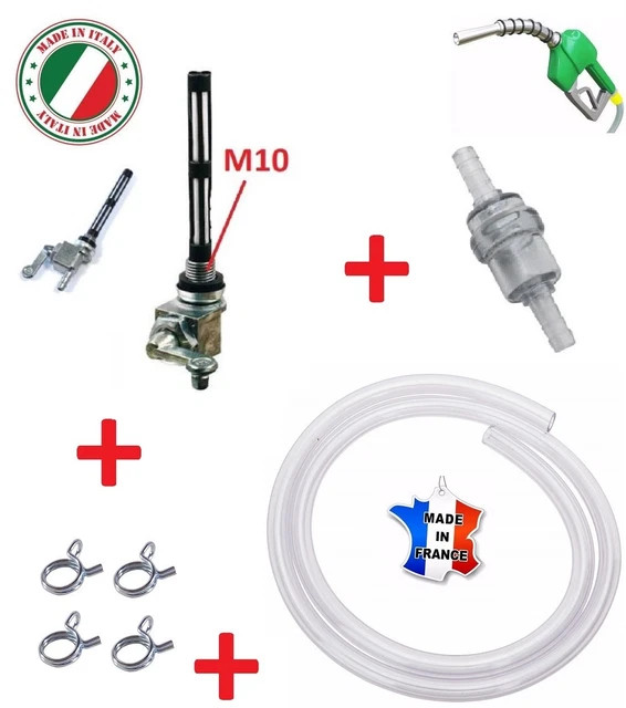 Kit Essence Universel Moto – Robinet M10x1, Durite 1m, Filtre + Colliers – Pour Mobylette, Scooter, Peugeot 103, MBK, Vespa - 7