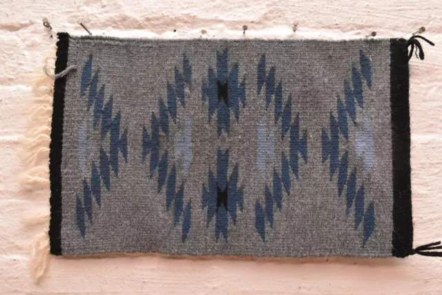 Antique Navajo Rug Native American Indian Textile Weaving 18x11 Eye Dazzler VTG