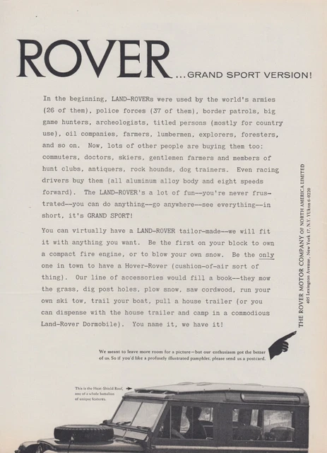 Grand Sport Version! Land Rover with heat-shield roof ad1963 NY