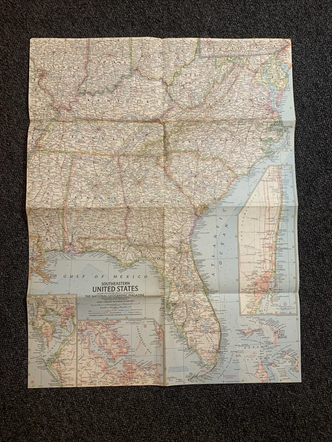 SOUTH EASTERN UNITED States Vintage - South Eastern United States Vintage National Geographic Map.webp