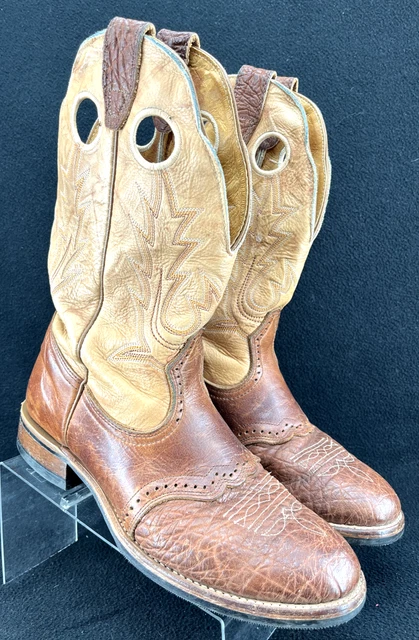 Vintage Buckaroo Saddle Brown Leather Cowboy Western Boot Shoes Women's US 9
