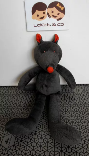 DOUDOU PELUCHE MOULIN ROTY LOUP LA GRANDE FAMILLE GRIS ANTHRACITE 30 cm D772