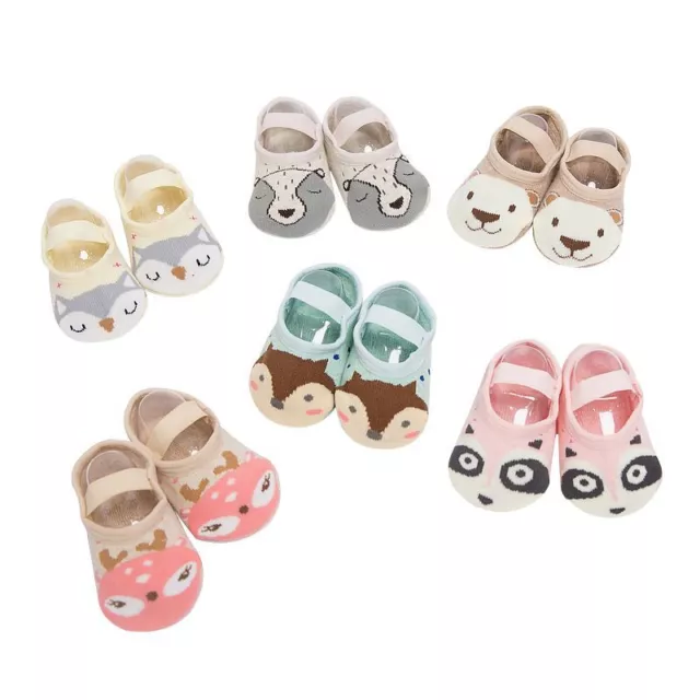 2 Pairs Baby Girls Boys Cute Floor Toddler Slipper Anti-slip Cotton Socks Shoes