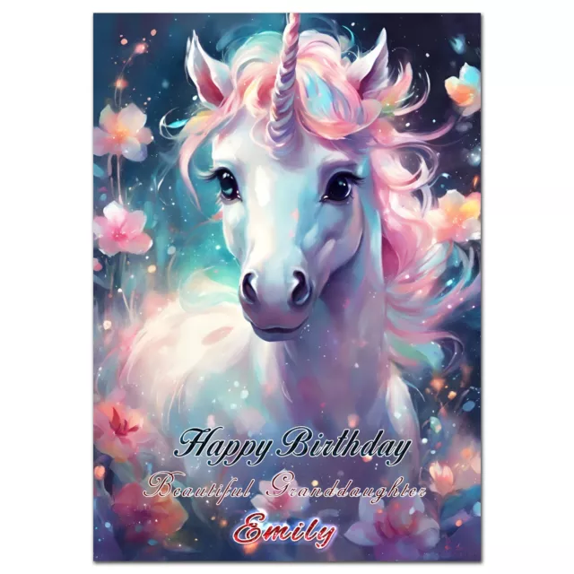 g002; Personalised Birthday card *Any name age and text* Beautiful Baby Unicorn