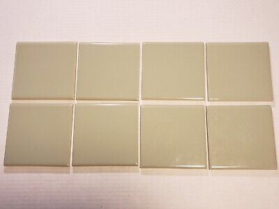 Lot of 8 Vtg. 1960s FT Florida Ceramic Tiles Sage Green Bullnose Edge 4.375" sq.