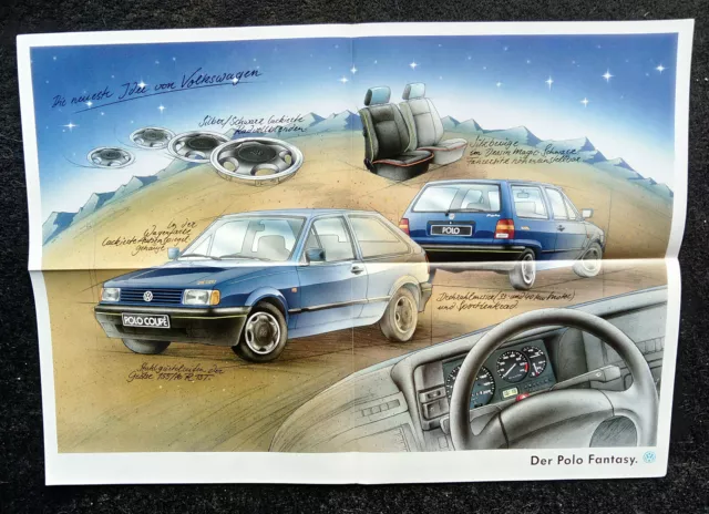 VW Polo 86C 2F Sondermodell Fantasy Prospekt / Plakat 9/1992  Steilheck u. Coupe